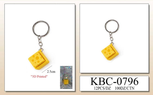 Accessories-3D Cheese Wedge Keychain KBC-0796 (12pc pack)