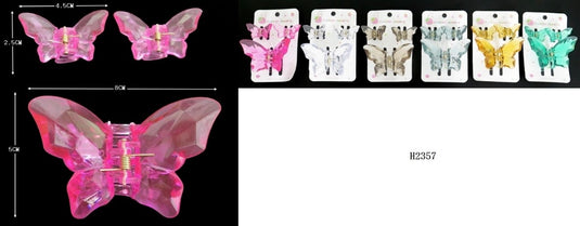 Hair-Butterfly Clear Hair Claw Clip H2357 (12pc pack)