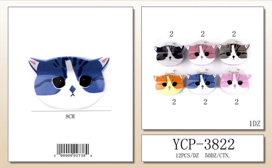 Hair-Cute Cats Hair Clip YCP-3822 (12pcs pack)