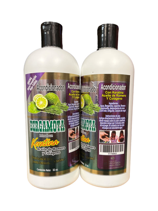 Hair- Acondicionador Bergamota Reforzada con Keratina 32oz. (4pc bundle, $5.50 each)