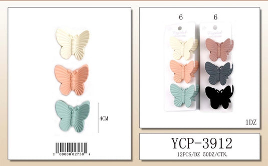 Hair-Small Butterflies Jaw Hair Clip YCP-3912 (12pc pack)