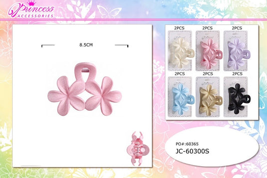 Hair-Double Flower Hair Claw Clip in Pastels JC-60300S (12pc pack)