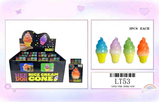 Accessories-Nee Doh Nice Cream Cone Squishy Toy LT53 (12pc pack)