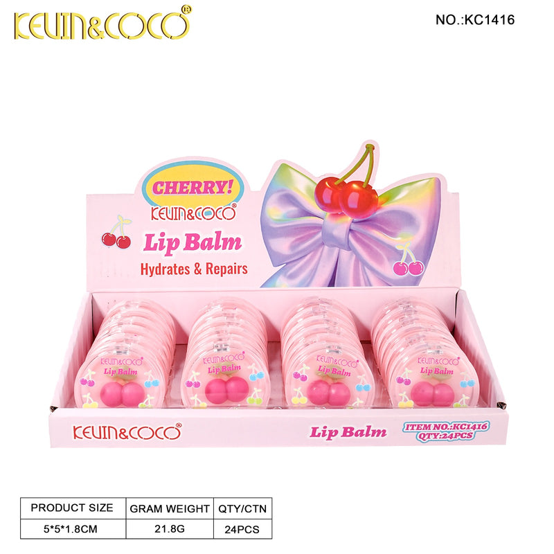 Load image into Gallery viewer, Lips-Kevin&amp;Coco Cherry Blossom Lip Balm KC1416 ($1 each, 24pc Display)
