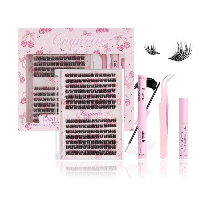 Load image into Gallery viewer, Eyes- Coquette Faux Mink Lash Cluster Kit FLIRTY BOW #8 ($7 each, 4pc bundle)
