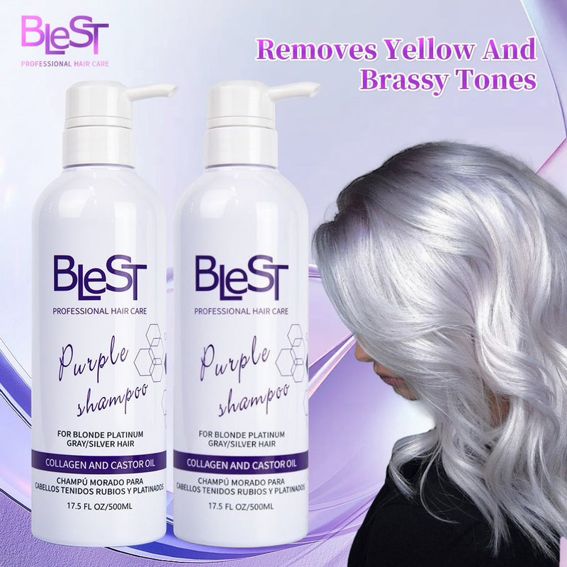 Load image into Gallery viewer, Hair- Blest Purple Shampoo + Collagen &amp; Castor Oil HPS-01 (4pc bundle, $6.50 each)

