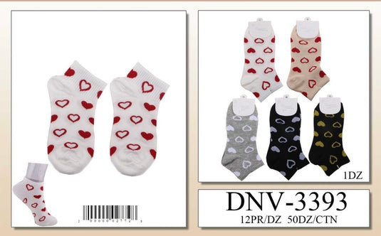 Accessories-Heart Print Ankle Socks DNV-3393 (12pc pack)