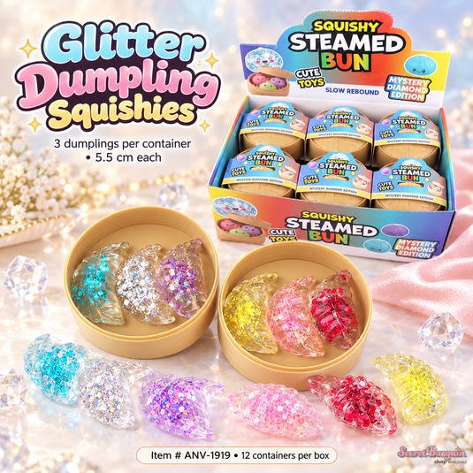 Accessories-Glitter Dumpling Squishy ANV-1919 (12pc pack)