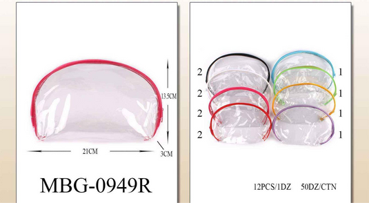 Novelties- Clear Travel Bags MBG-0949R(12pc bundle)