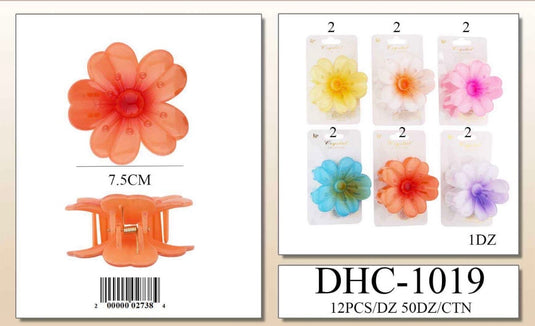 Hair-Translucent Flower Hair Claw Clip DHC-1019 (12pc pack)