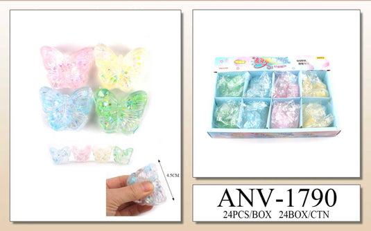 Accessories-Glitter Butterfly Squishy Toy ANV-1790 (24pc pack)