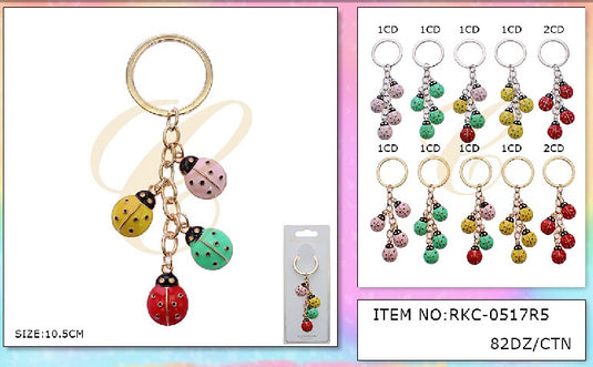 Accessories-Metal Ladybug Keychain RKC-0517R5 (12pc pack)