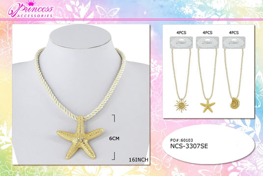 Jewelry-Ocean Charm Rope Necklace NCS-3307SE (12pc pack)