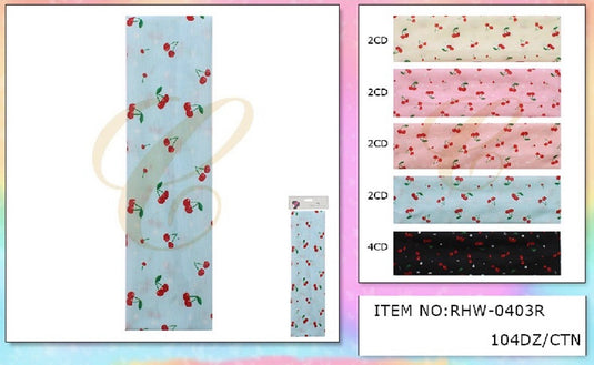 Hair- Cherry Headwrap Pastel Colors RHW-0403R (12pc pack)