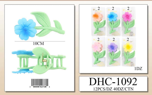 Hair-Flower Leaf Hair Claw Clip DHC-1092 (12pc pack)