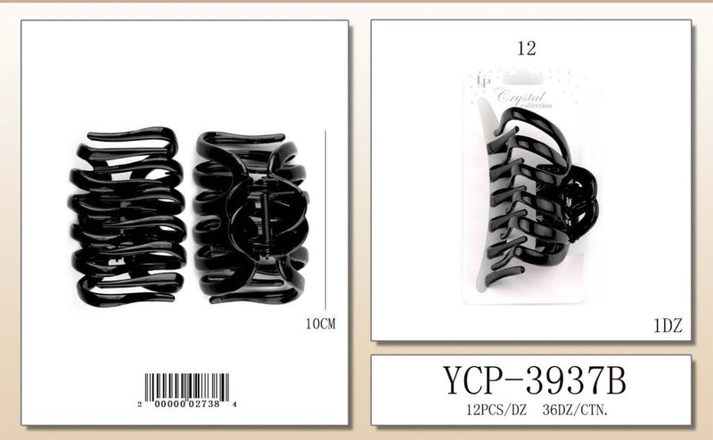 Load image into Gallery viewer, Hair-Black Open Weave Hair Claw Clip YCP-3937B (12pc pack)
