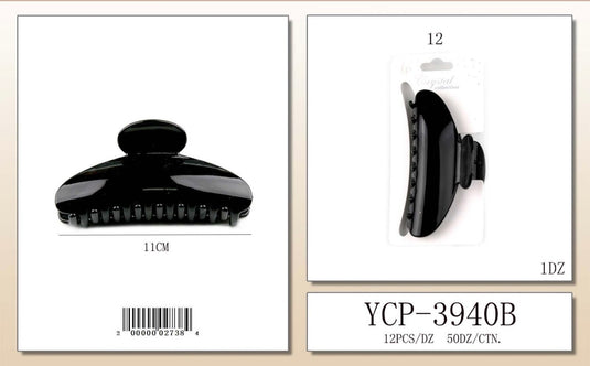Hair-Black Hair Claw Clip YCP-3940B (12pc pack)