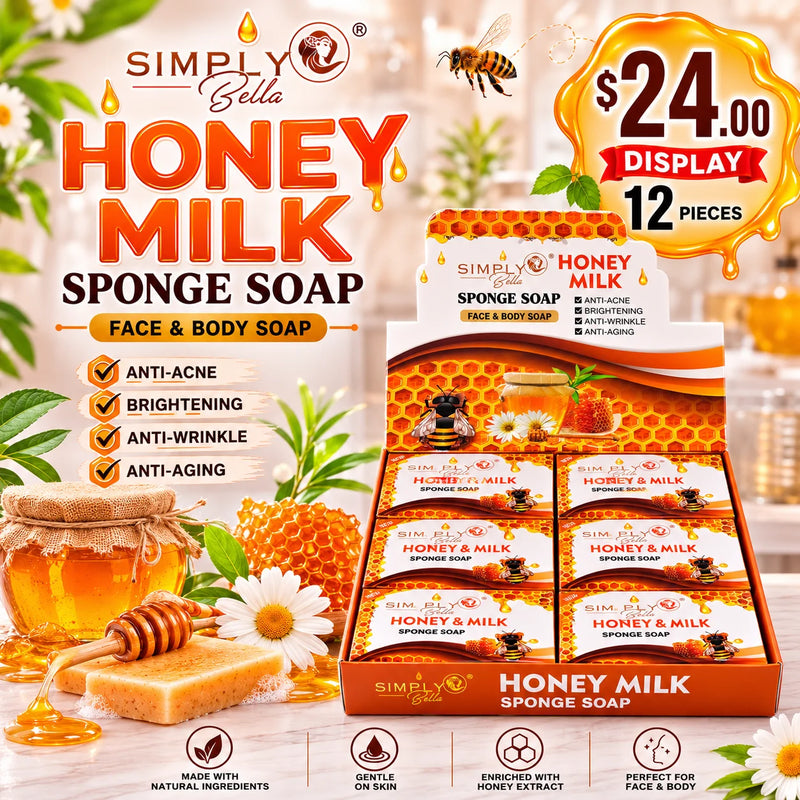 Load image into Gallery viewer, Skincare-Simply Bella Honey &amp; Milk Sponge Soap SIM060 ($2 each, 24pc display)
