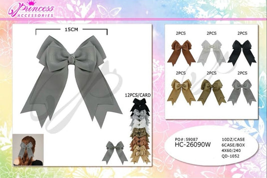 Hair- Coquette Hair Bows HC-26090W (12pc strip)