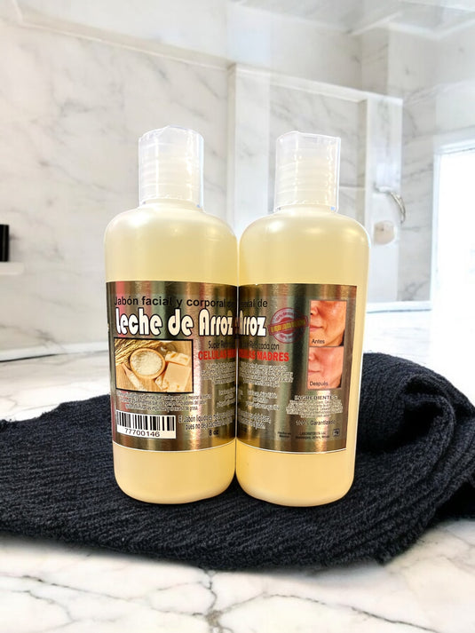 Skincare- Jabon Liquido Leche De Arroz Facial y Corporal 8oz (4pc bundle, $4.50 each)