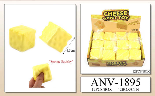 Accessories-Cheese Cube Squishy Toy ANV-1895 (12pc pack)