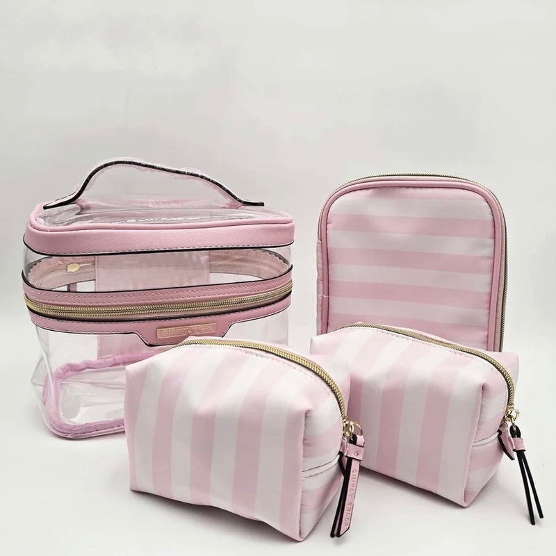 Load image into Gallery viewer, Novelties-Simply Bella 4pc Makeup Bags MKB1000-Pink Stripes (1 pc)
