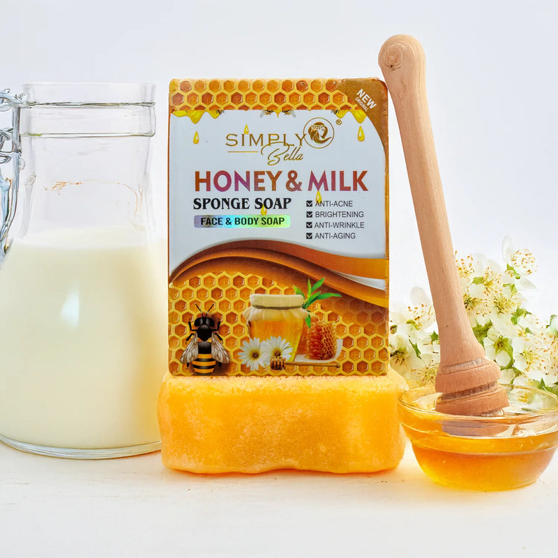 Load image into Gallery viewer, Skincare-Simply Bella Honey &amp; Milk Sponge Soap SIM060 ($2 each, 24pc display)
