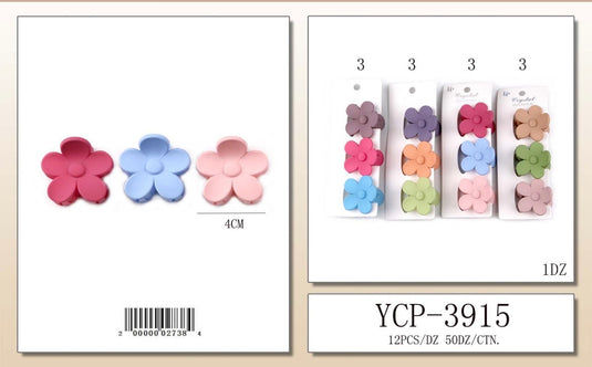 Hair-Matte Daisy Mini Hair Claw Clip Set YCP-3915 (12pc pack)