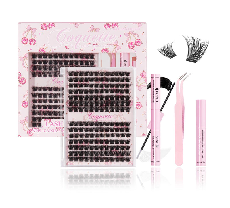 Load image into Gallery viewer, Eyes- Coquette Faux Mink Lash Cluster Kit DARLING CHERRY #5 ($7 each, 4pc bundle)
