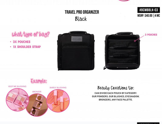 Novelties- Beauty Creations Travel Pro Organizer Black BCMBBLK-03 (1pc)