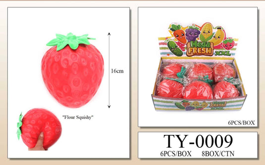 Accessories-Jumbo Squishy Strawberry Stress Toy TY-0009 (6pc pack)