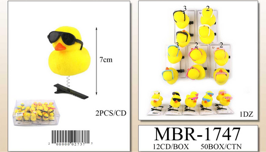 Hair- Duck With Glasses Hair clips MBR-1747 (12pc pack)