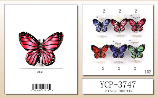 Hair-Butterfly Hair Claw Clip YCP-3747 (12pc pack)