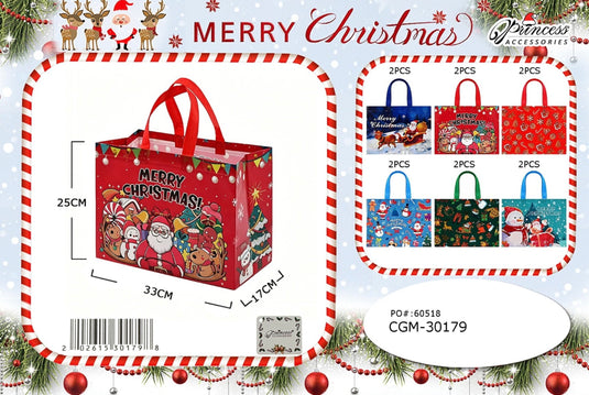 Accessories-Merry Christmas Non-Woven Tote Gift Bags CGM-30179 (12pc pack)