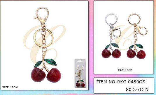 Accessories-Metal Cherry Keychain RKC-0450GS (12pc pack)