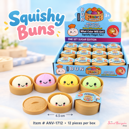 Accessories-Squishy Steam Bun Mystery Toy in Assorted Colors ANV-1712 (12pc pack)