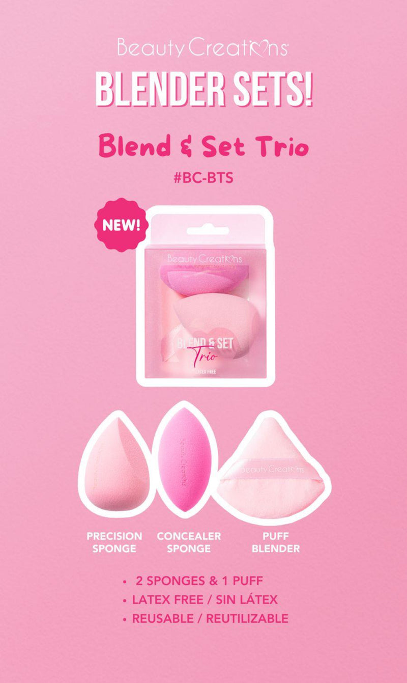 Load image into Gallery viewer, Face- Beauty Creations Blend &amp; Set Trio Beauty Blender Sponge Set -BC-BTS (12 pack, $2 each)
