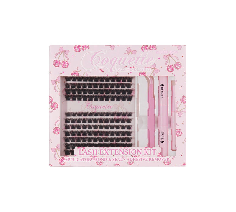 Load image into Gallery viewer, Eyes- Coquette Faux Mink Lash Cluster Kit BLUSH BOW #6 ($7 each, 4pc bundle)
