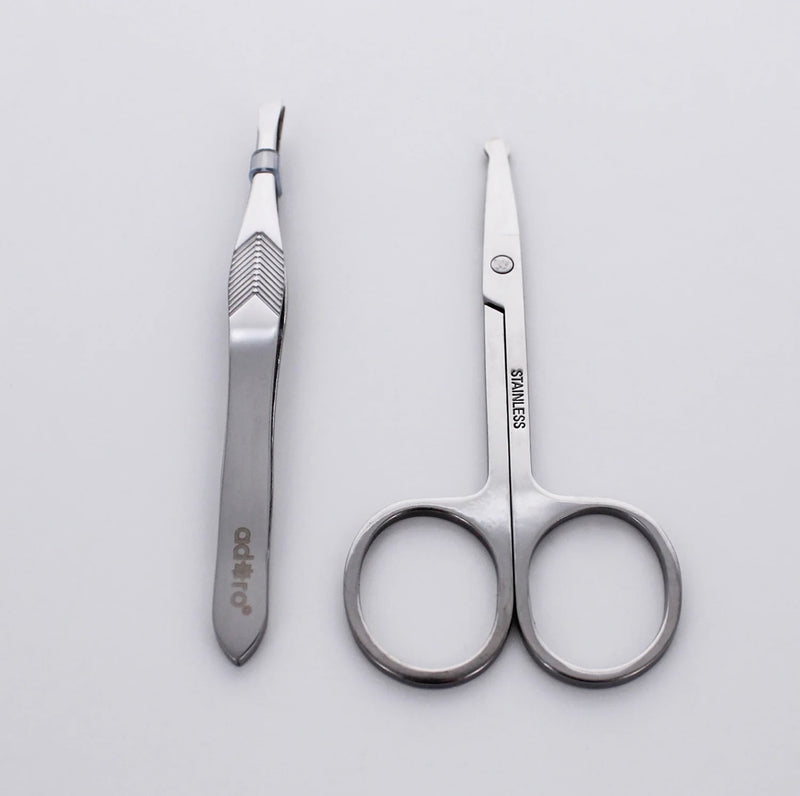 Load image into Gallery viewer, Face-Adoro Nose (Safety) Scissor &amp; Tweezer Grooming Set 1113/09 (12pcs bulk)
