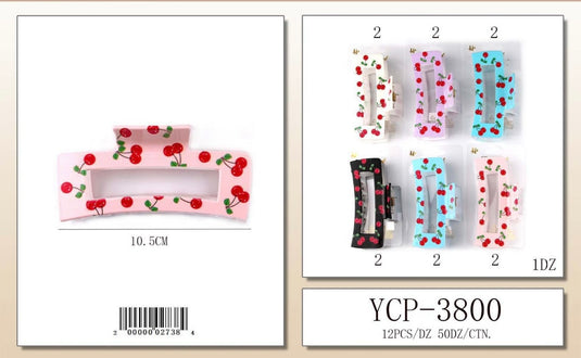 Hair-Cherry Hair Clip YCP-3800 (12pc pack)