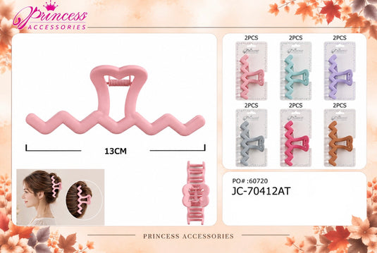 Hair-Matte Zigzag Wave Hair Claw Clips in Pastels JC-70412AT (12pc pack)