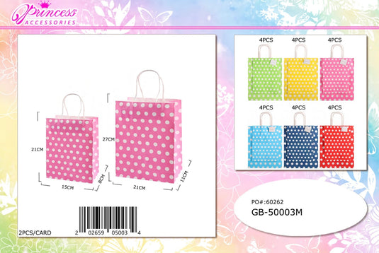 Accessories-Polka Dot Gift Bags in Assorted Colors GB-50003M (12pc pack)