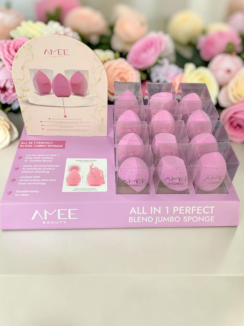 Load image into Gallery viewer, Face-AMEE Beauty All In One Perfect Blend Jumbo Sponge SP01 PURPLE ($2.50 each, 12pc Display)
