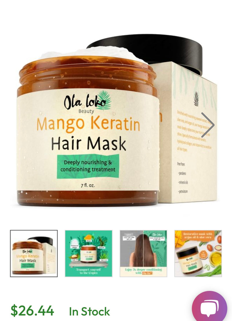 Load image into Gallery viewer, Hair-Ola Loko Beauty Mango Keratin Hair Mask  ($3 each, 4pcs bundle)
