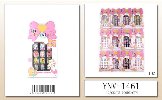 Accessories-Kids 5D Cute Press-On Nails YNV-1461 (12pc pack)