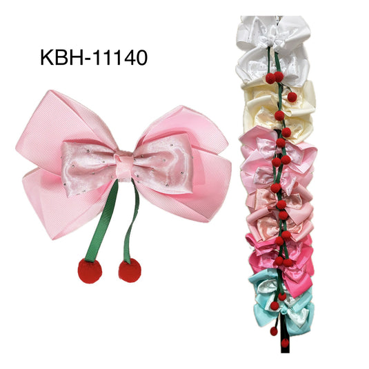 Hair-Cherry Bow Hair Clips KBH-11140 (12pcs strip)