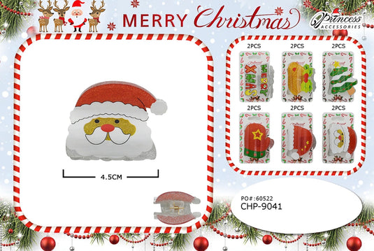 Hair-Christmas Hair Claw Clips CHP-9041 (12pc pack)