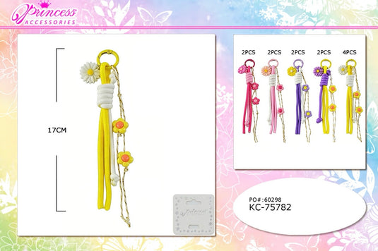 Accessories-Daisy Tassel Keychain KC-75782 (12pc pack)
