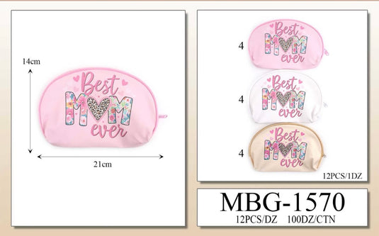 Accessories-Best Mom Ever Cosmetic Bag MBG-1570 (12pc pack)