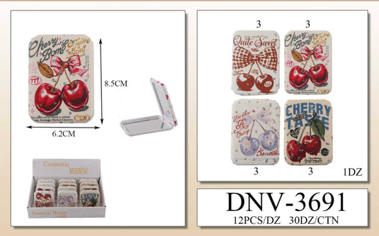 Accessories-Cherry Squared Compact Mirror DNV-3691 (12pc Display)